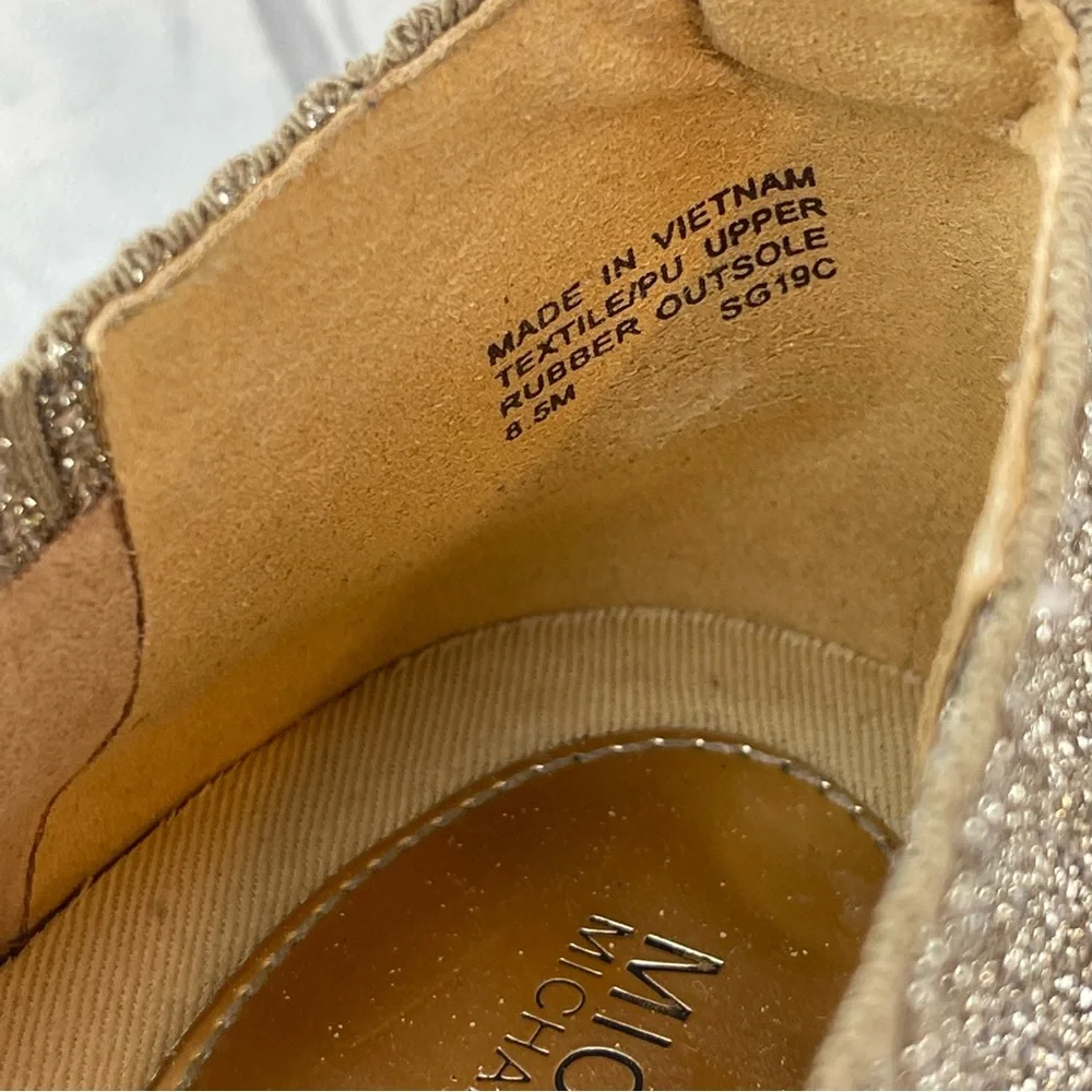 •Michael kors gold glitter slip on sneaker shoes women’s size 8.5_16